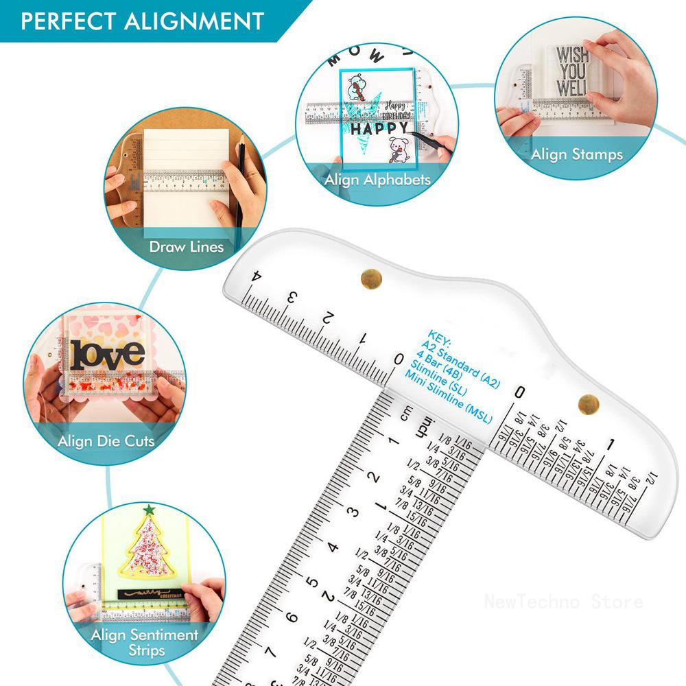 6 Inches Acrylic Clear T-Square Ruler for Crafting Drafting Layout Work Art Framing &Drafting Scrapbooking Crafting Tool