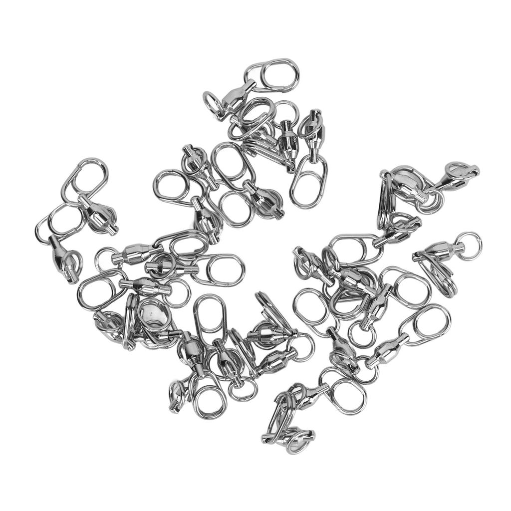 30pcs High Strength Fishing Snap Swivels Ball Bearing Swivels Stainless Fishing Swivels with Oval Split Ring For
