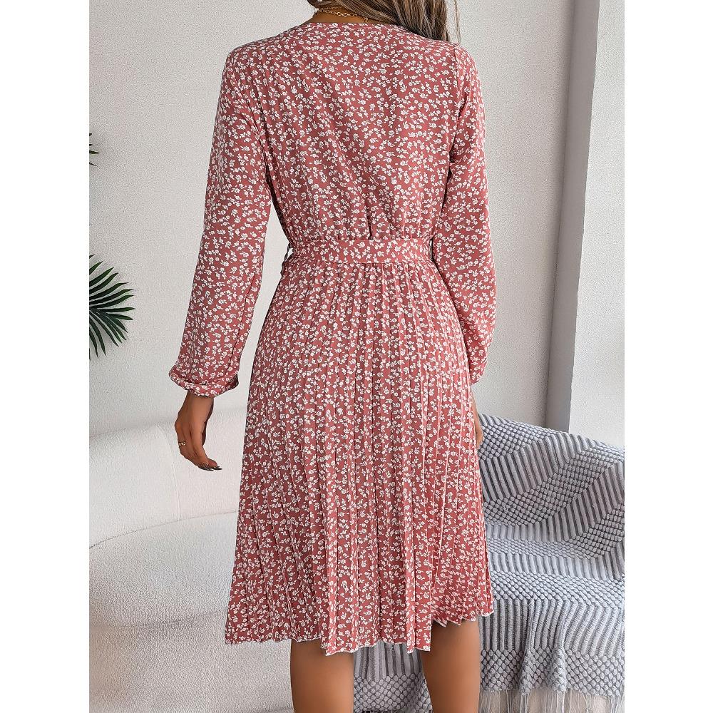 Nouvelle Robe Décontractée à Manches Longues, Florale, Ample, Plissée, Mode Femme, Robes Florales Imprimées