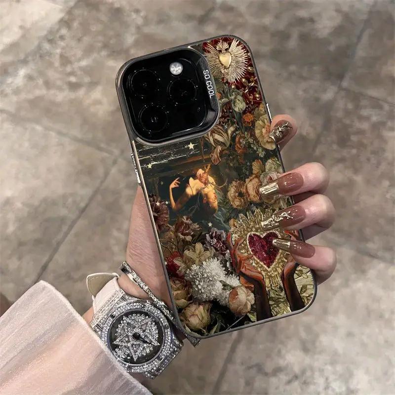 Retro Love and Flowers Collage Phone Case for Samsung S24 S25 Plus S23 FE S22 Ultra A06 A16 A26 A36 A56 A35 A55 A54 Matte Cover