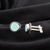 Aqua Chalcedony Gemstone 925 Sterling Silver Jewelry Handcrafted Cufflinks 0.62" CL-8-15