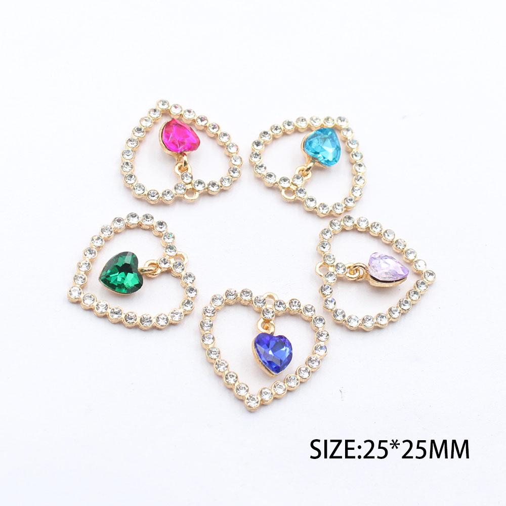 Fashion 5-piece 25 * 25mm heart-shaped alloy pendant accessories DIY clothing hair accessories necklace bracelet pendant