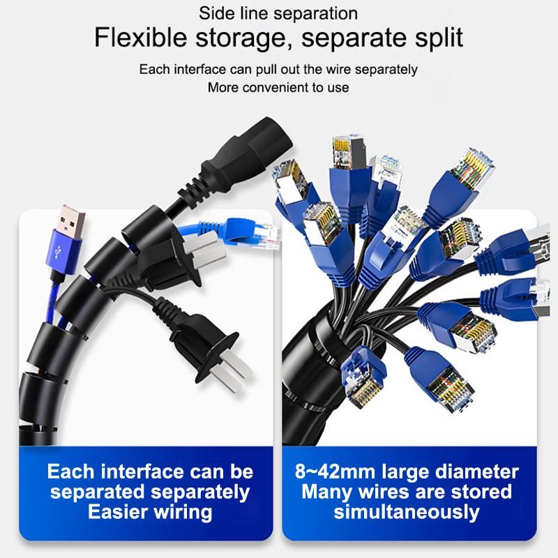 2m Cable Organizer Flexible Spiral Cable Wire Protector Computer Cord Protective Tube Clip Organizer Management Tools 16/10mm