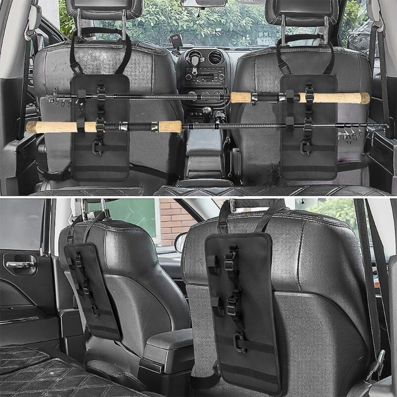 Car Seat Back Fishing Rod Organizers Adjustable Strap Fishing Poles Storage Rack