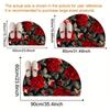 1Pcs Vintage Rose Crescent Print Semi Circle Welcome Doormat Non-Slip for Outdoor Patio Porch Kitchen Bathroom Entryway Floor Mat