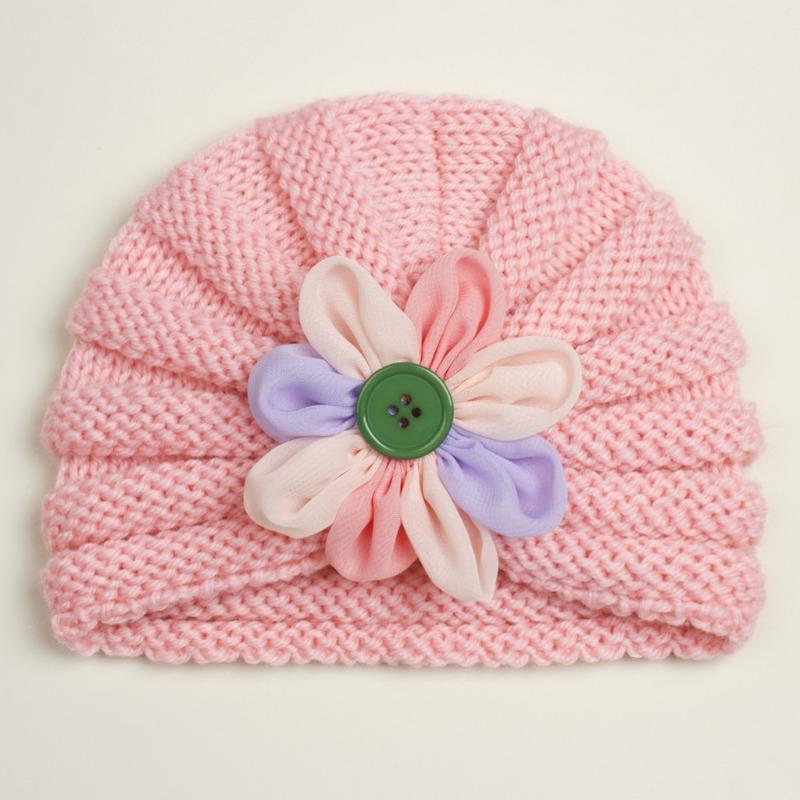 New Autumn Baby Wool Flower Hat, Children's Flower Pullover Hat, Baby Hat