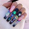 24pcs Blue Starry Sky Long, Glossy, Full Cover Press On Nails for Women High-Quality, Easy to-Apply, Salon-Quality Stick On Nails