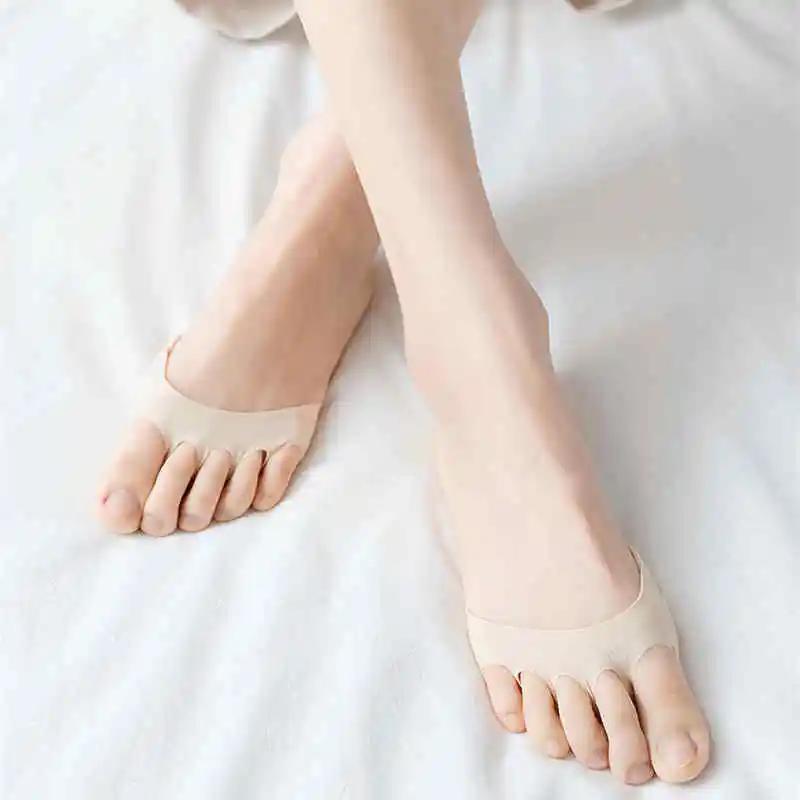 Five Fingers Forefoot Pads for Women High Heels Half Insoles Summer Thin Breathable Ice Silk Invisible No Show Socks Insoles