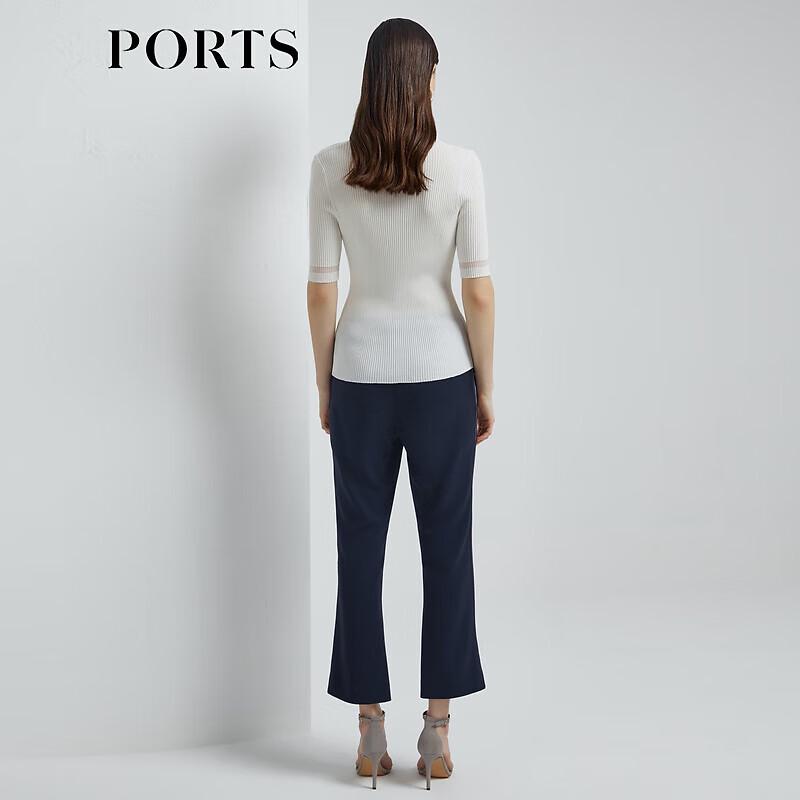 PORTS Women's High-Waist Color-Block Cropped Flare Pants