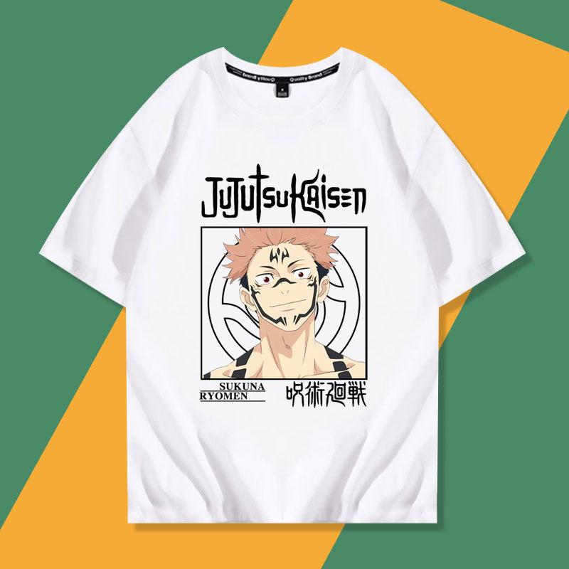 Jujutsu Battle New Style Peripheral Tiger Staff Yuren Su Nuo Wu Tiao Wu Wu Printed Unisexs and Unisexs Fashion Casual Tshirt