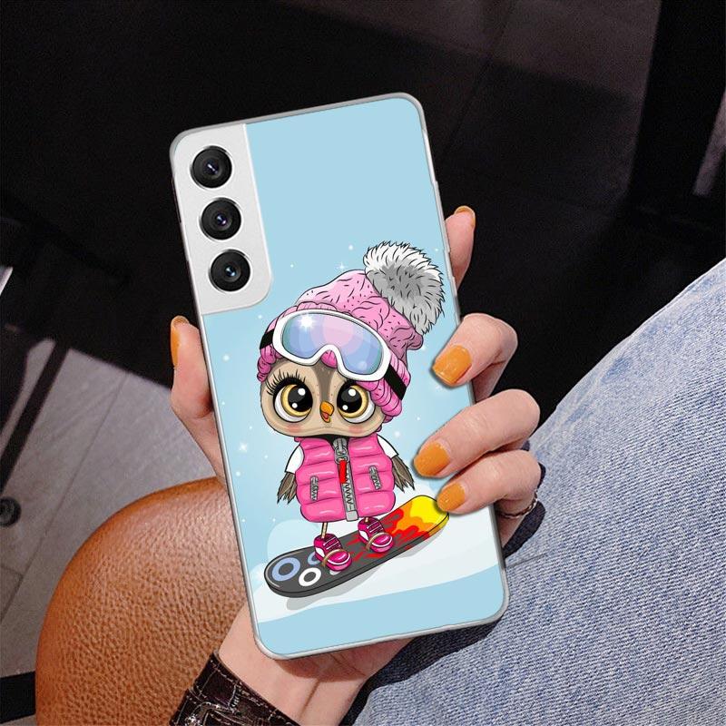 Cute Owl Hearts Lover Phnoe Case for Samsung Galaxy S26 S25 Edge S23 S24 Ultra S22 Plus S21 S20 FE Unique Cover Soft Coque Galax