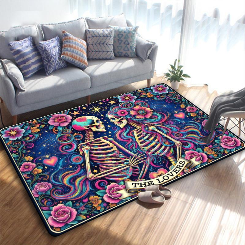Love u to the Death Skull ( Carpet Rug for Living Room Bedroom Home Sofa Decoration,Kids play Non-slip Floor Mat