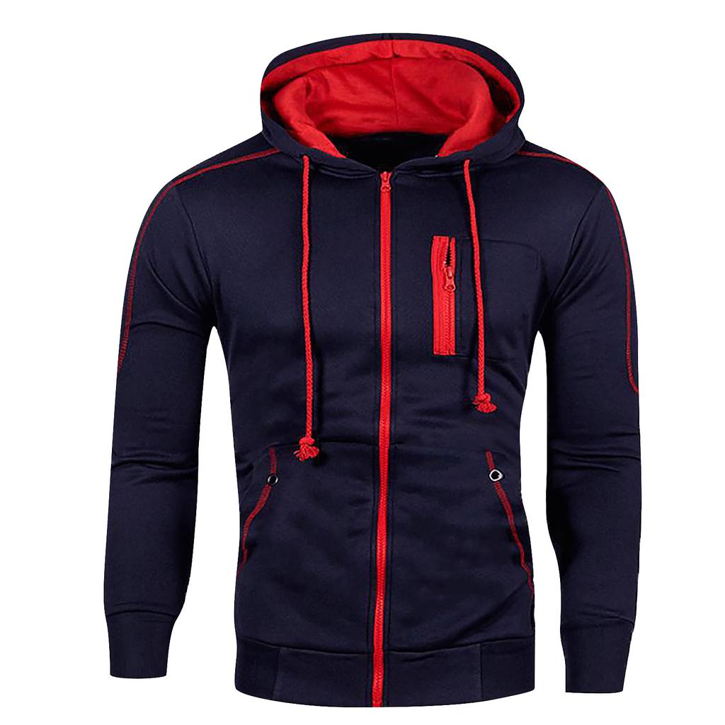 Men's Casual Camouflage Sports Sweatshirt Long Sleeve Zipper Hooded Jacket Coat