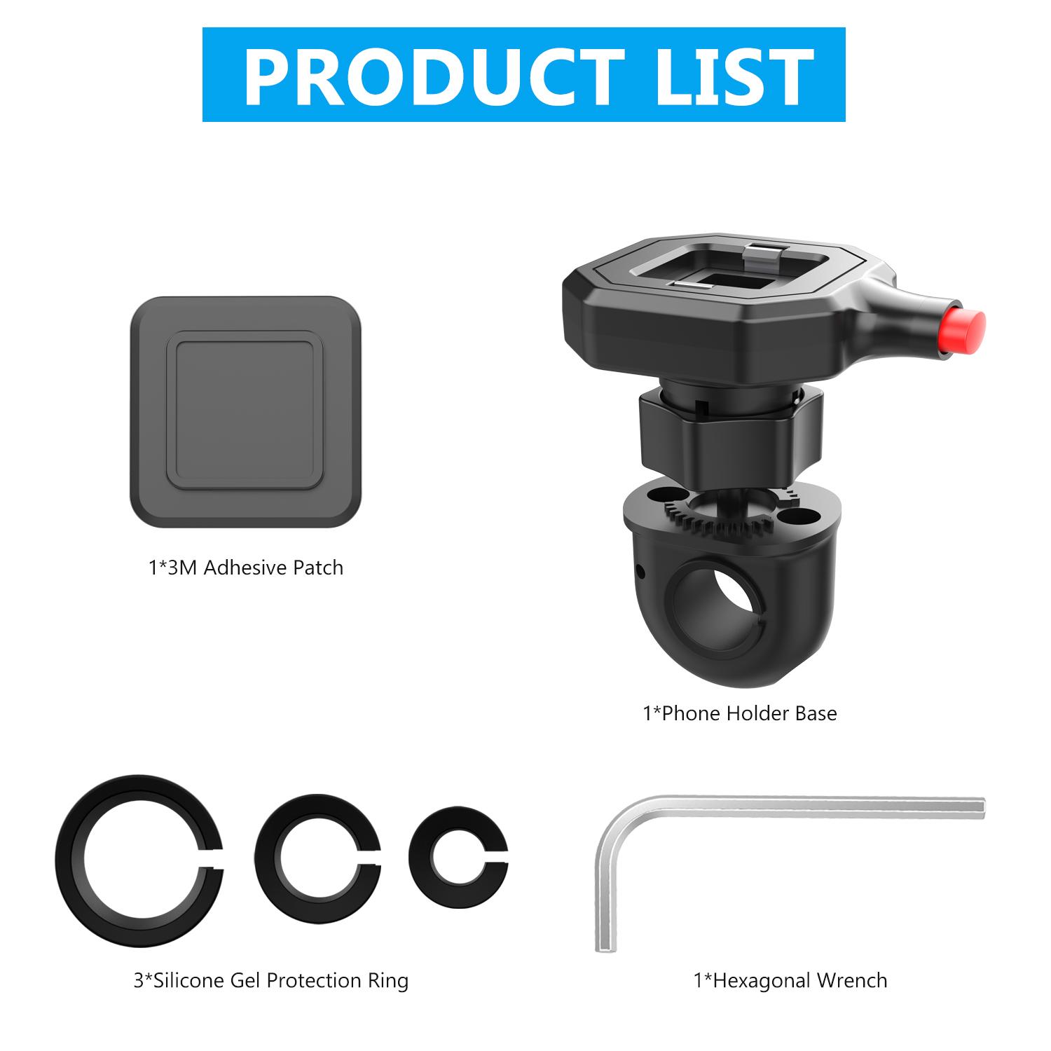 

Мотоциклетный держатель для телефона Прочный Подходит для 10-14 мм Зеркало заднего вида Крепление на руль Зажим Универсальный Мобильный телефон Мотоцикл ATV Кронштейн чёрный