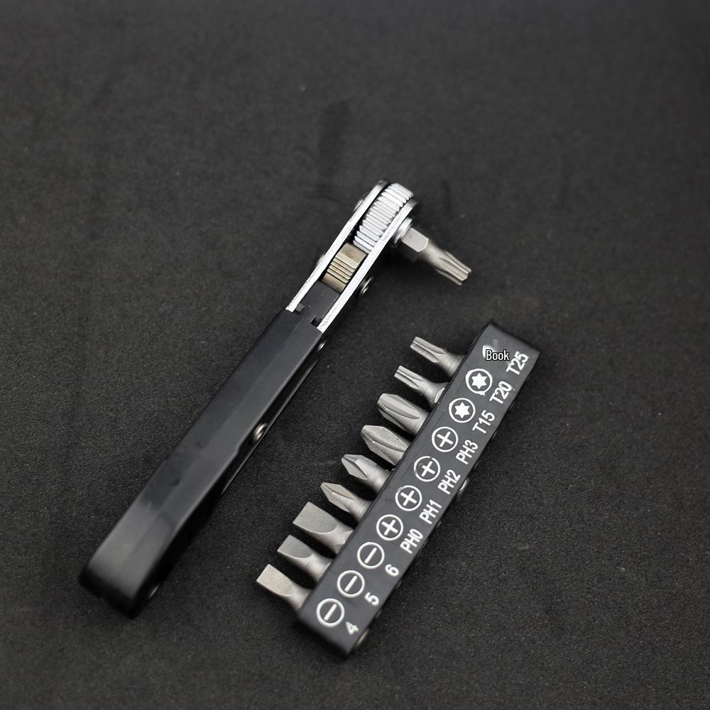 36-Tooth Dual Action Mini Ratchet Wrench Handle with Hexagon and Torx Bit Sockets