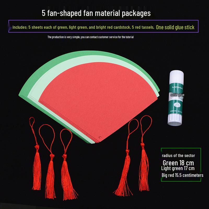 Colored Cardstock DIY Watermelon Cartoon Hand Fan Kit for Kids