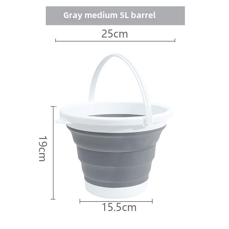 

Портативне складне відро для подорожей на вулиці - велике пластикове відро для мийки та риболовлі сірий колір