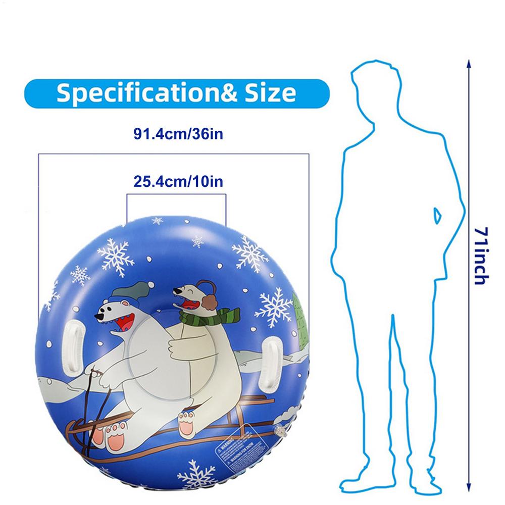 

Snow Tube Double Handles Heavy Duty Winter Toys Thickened Bear Snow Tubes for Sledding for Kids Girls Boys Teens Family Backyard синій