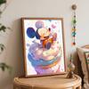 Disney Oil Painting DIY Digital Painting Cute Mickey Mouse with Sweet Cupcake Wall Art for the Living Room or Entryway.