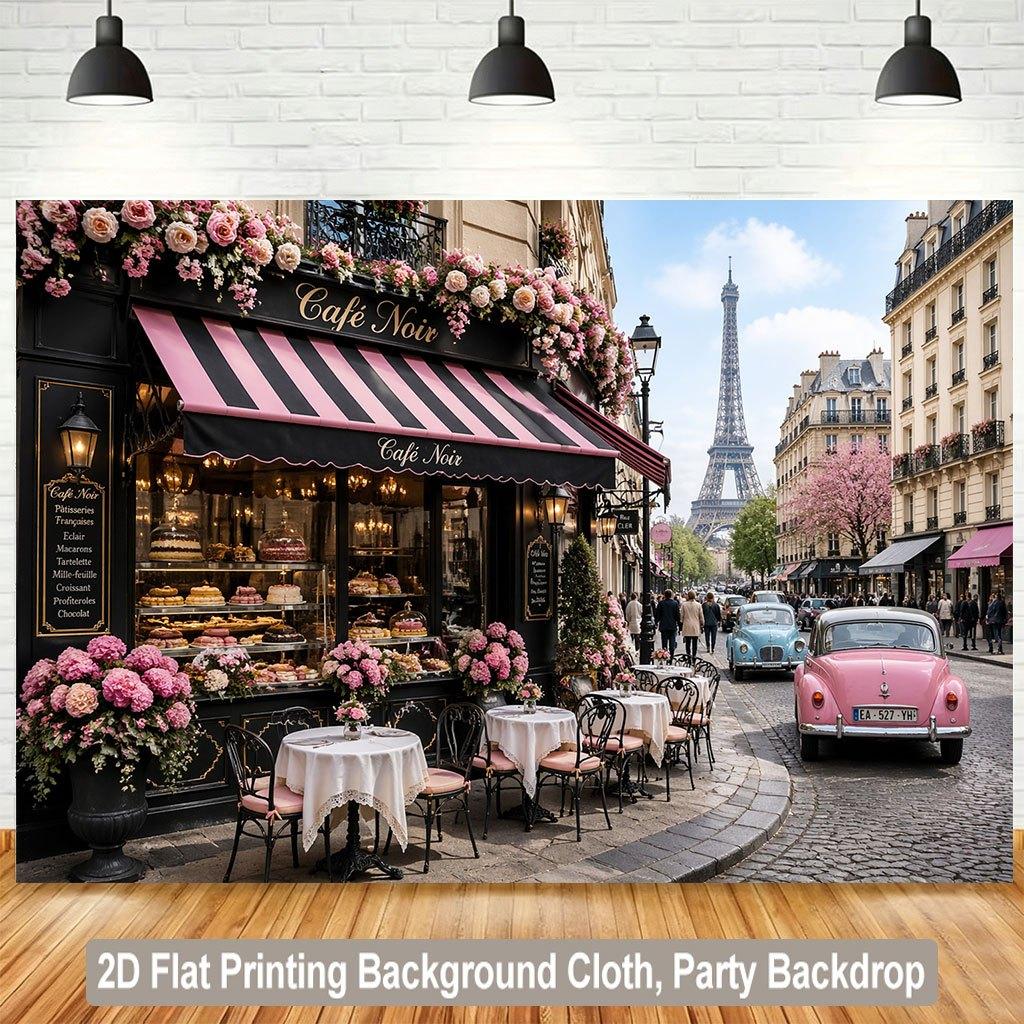 2D-Ebene 1 Stück Pariser Café-Atmosphäre Hintergrundstoff geeignet für Raumdekoration