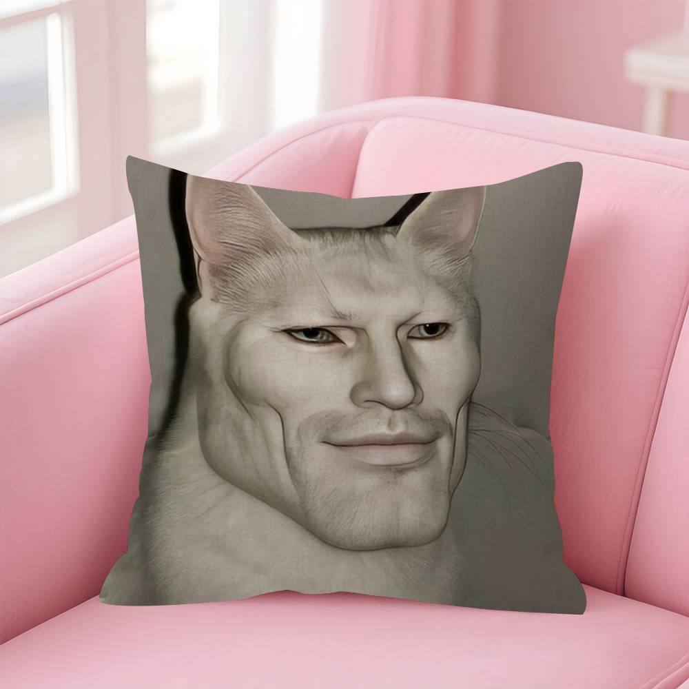 Funny Cat MMeme  Personalized Pillow Cover Kids Bedroom Wild Party Decor Pillowcase Kid Birthday Shower Gift