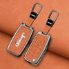 Zinc Alloy Leather 4 Buttons Car Folding Key Case Protector Cover Fob for Jeep Renegade Compass 2016 2019 2020 2021 Accessories