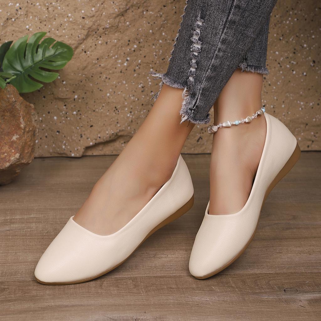 Scarpe Basse da Donna Semplici Casual Punta Appuntita Scarpe Piatte Estive Suola in Gomma Sneakers da Donna Morbida Pelle Traspirante Slip-On Mocassini