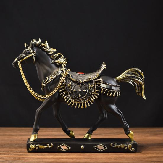 Resin Running Horse Statue Miniature Simulation Pony Figurine Animal Sculpture Home Office Desktop Decoration Ornament