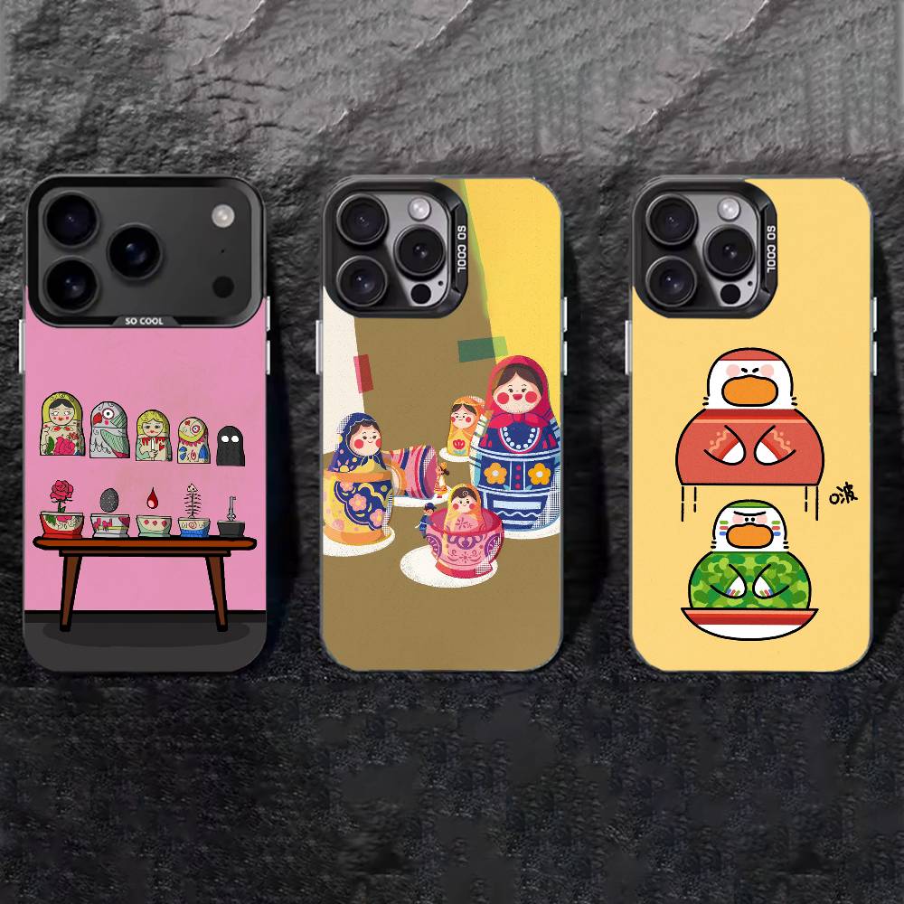 Russian Dolls Matryoshka Phone Case For iPhone 17,16,15,14,13,12,11 Plus,Pro Max,XS,Colored silver phone case