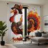 2 pieces of HD Turkey Festival wearing top hat big rooster decorative curtain Red tie digital printed curtain home decoration st