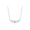 925 Silver Wings Heart Pendant Necklace for Women , Crystal Decorated Angel Wing Love Necklace , Fashion Daily Wear Jewe