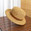Sun Protection Straw Boater Hat Lightweight Flat Top Beach Hat Handwoven Sun Cap  Beach Vacation