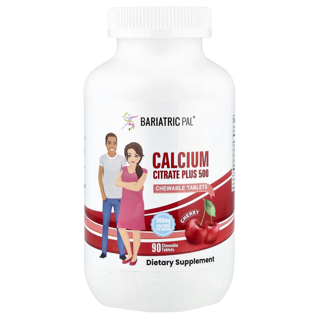 BariatricPal, Calcium Citrate Plus 500, Cherry, 90 Chewable Tablets