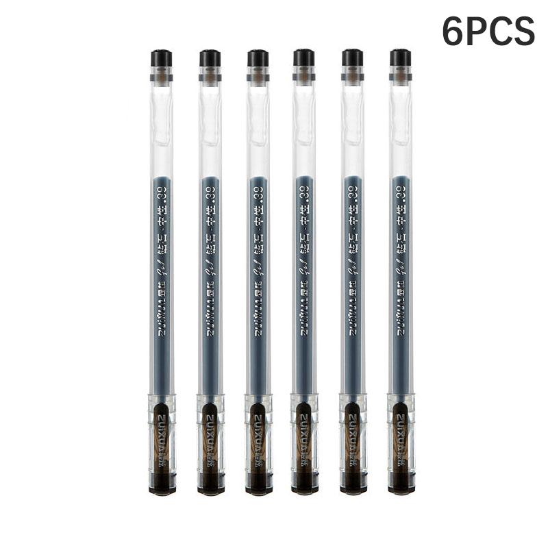 6 Pcs/Set Large-capacity Ink Tip Gel Pen Black/Blue/Red Refill Exam Signing Writing School Office Supplies