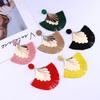 Stylish Bohemia Beach Party Fringed Fan Shape Dangle Women Stud Earrings Jewelry Gift