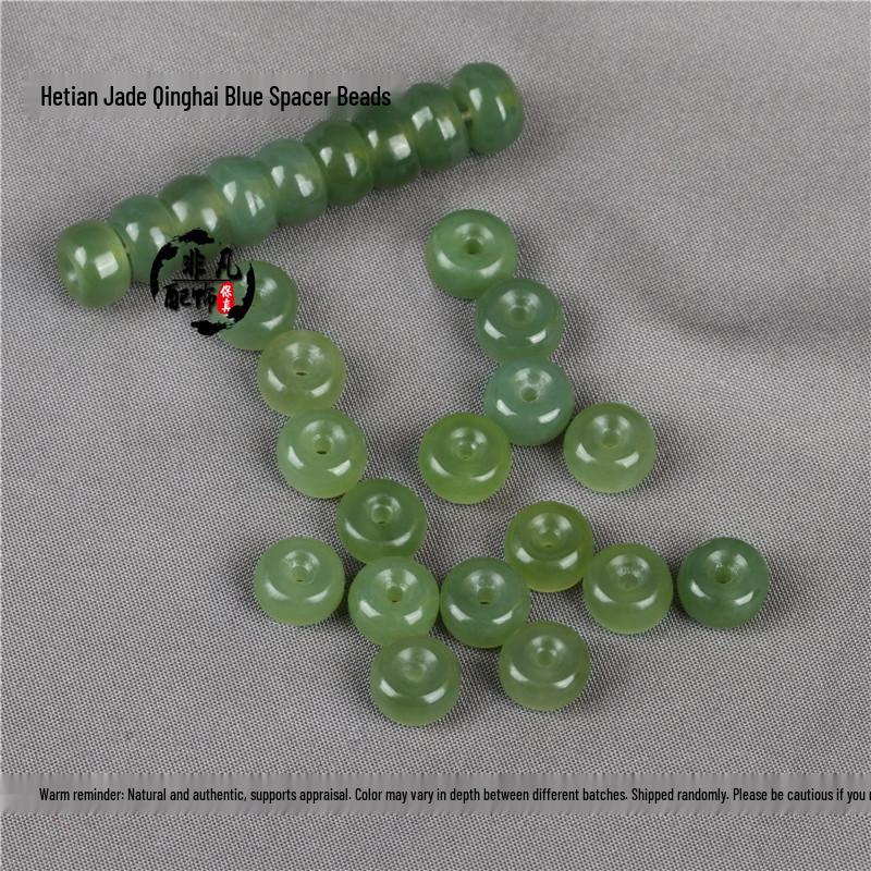 Natural Hetian Jade Spacer Bead Bracelet – Lake Green  White Jade Seed Beads for String Accessories