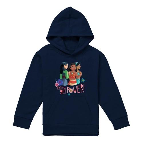Disney Princess Childrens/Kids Extra Girl Power! Mulan Moana Jasmine Pullover Hoodie