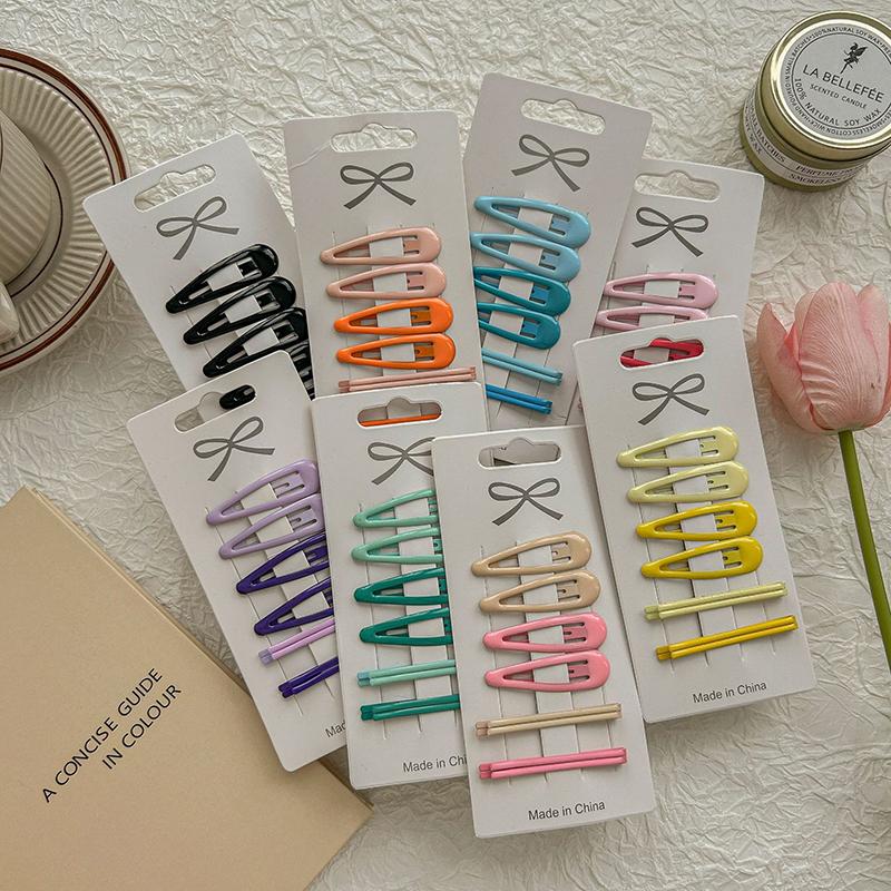 8Pcs/Set 5cm Candy Color Waterdrop Shape Hairpins Sweet Hair Clips Girls Kids Barrettes Slid Clip Fashion Hair Accessories