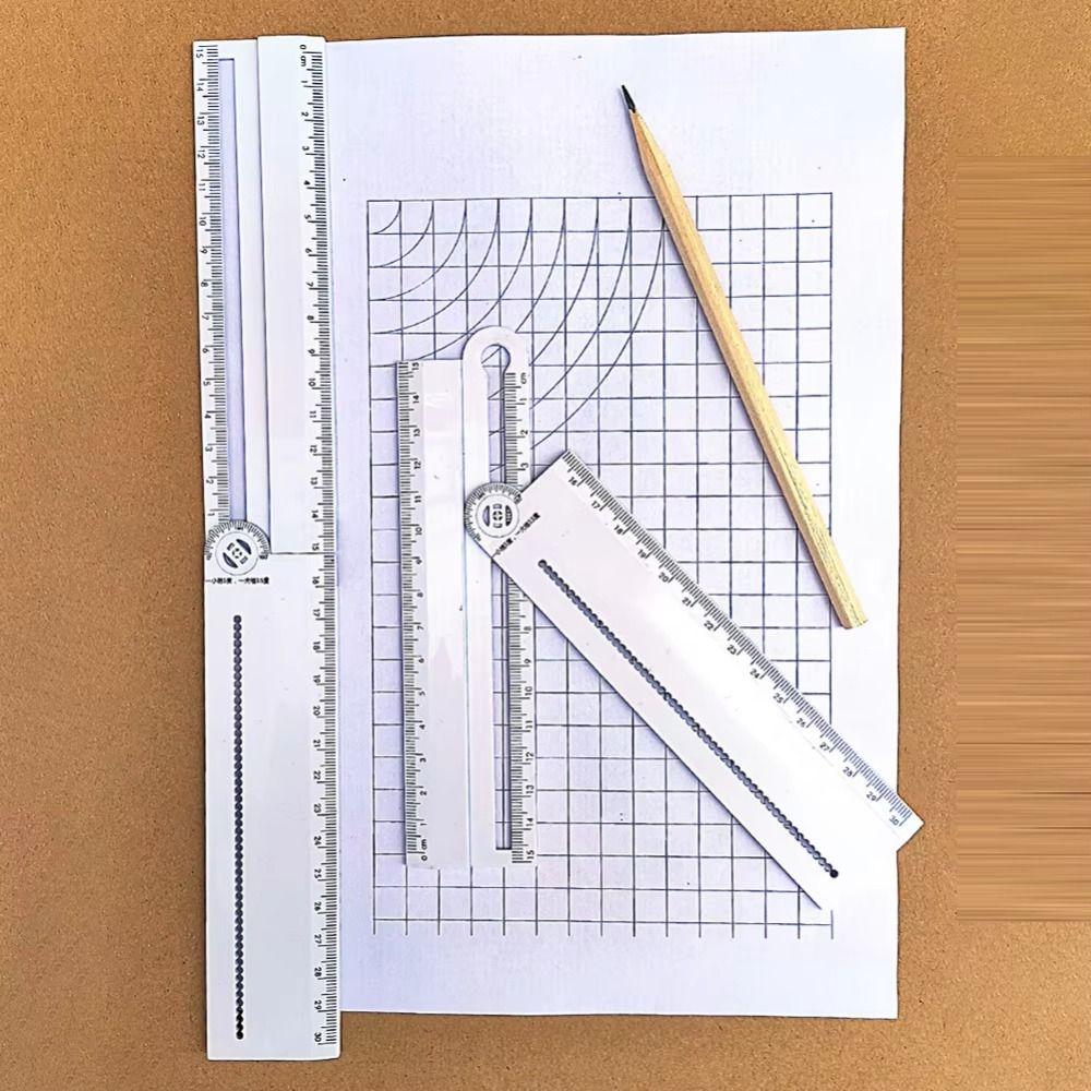 30cm Folding Geometric Ruler Angle Measurement Circular Drawing Ruler  Office Use