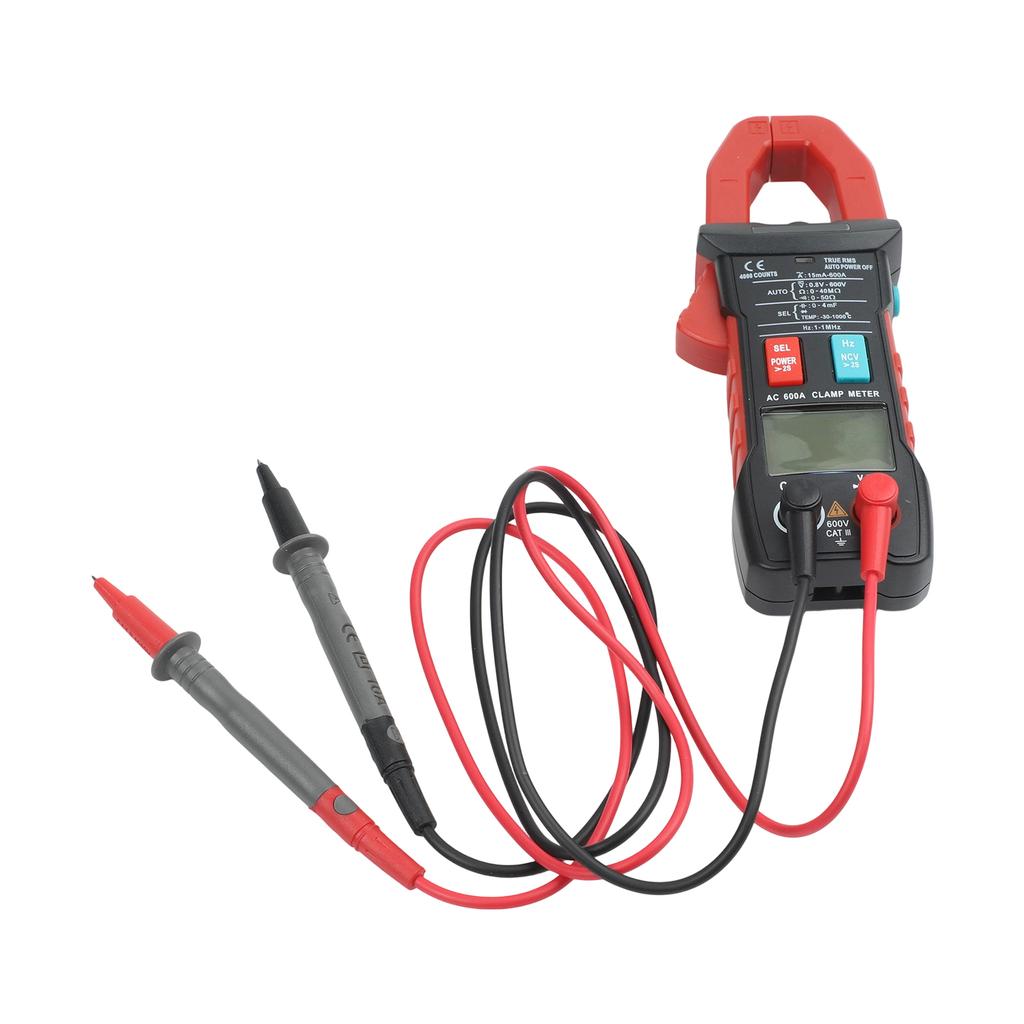 For Automotive Systems 600A Current Clamp Multimeter Red Non-contact Voltage Detection Tool Clamp Meter Auto-ranging