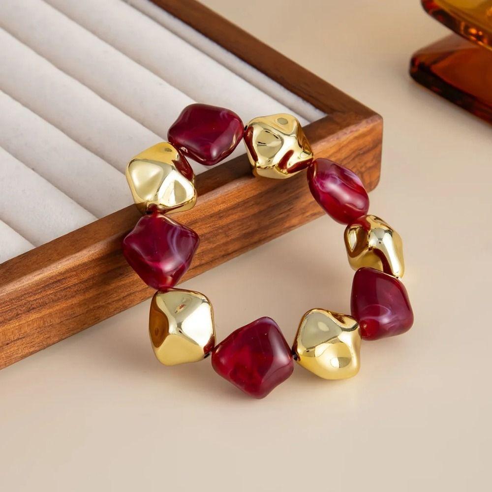 Red Bracelets Metal Tube Punk Bangles Fashion Acrylic Bracelets Jewelry