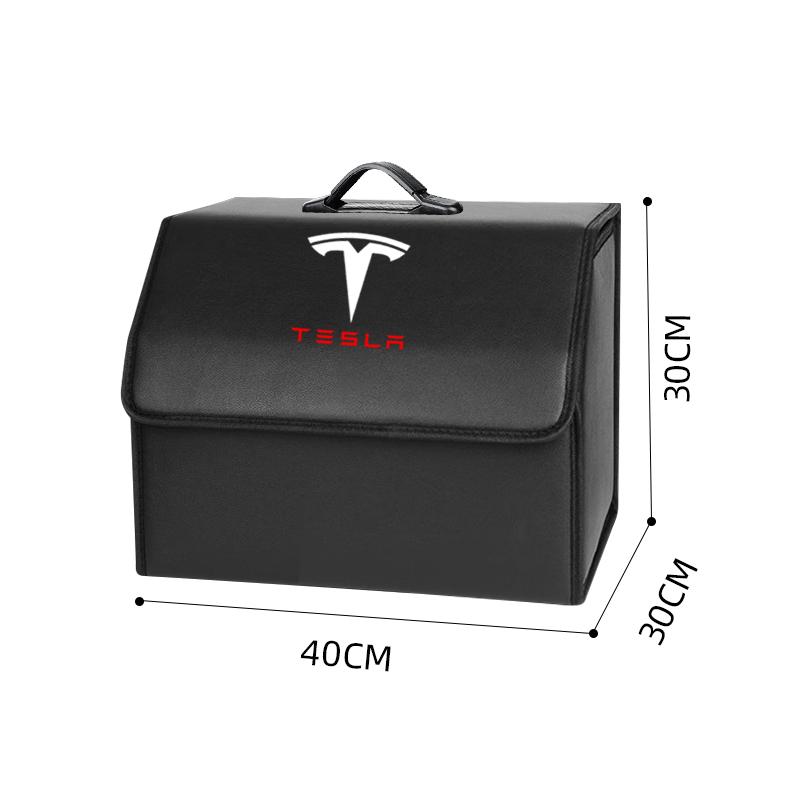 PU Leather Car Trunk Storage Box Automobile Stowing Tidying Box For Tesla Model 3 Model X Y Style Roadster Auto Accessories
