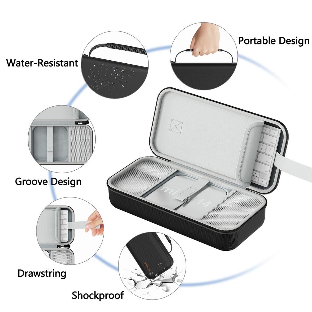 Carrying Case for Mac Mini M4/M4 Pro Computer Host Storage Portable Bag Keyboard Organizer Accessories Protective Hard Cas