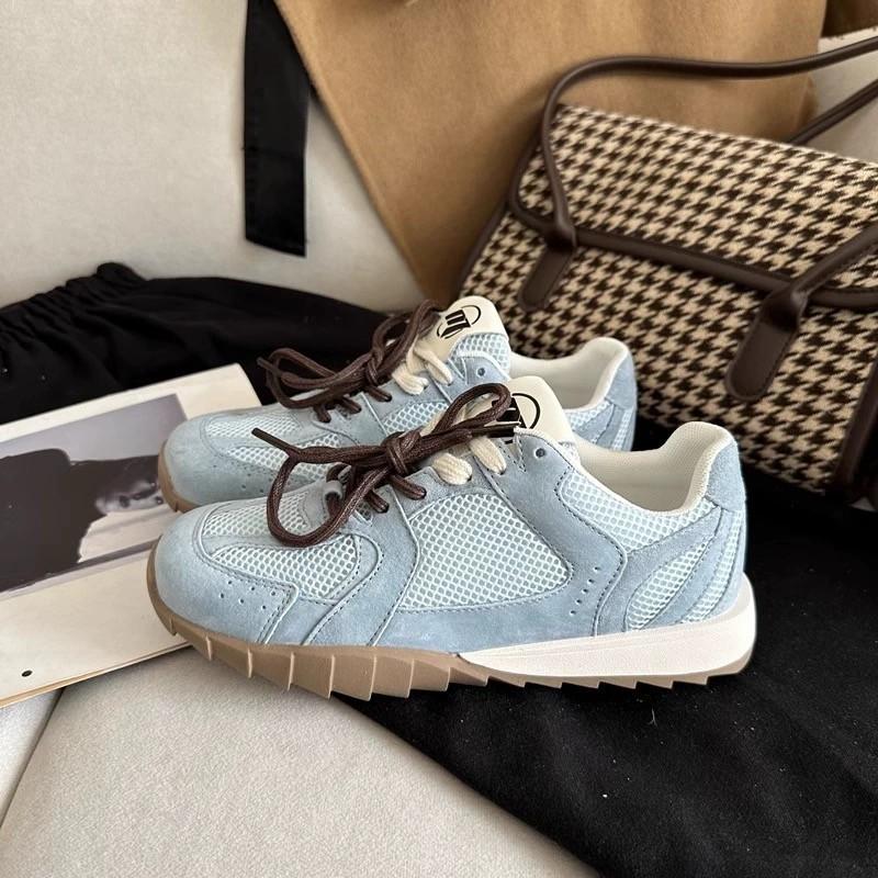 

Breathable mesh small waist thick-soled German training shoes women s 2025 summer soft-soled Forrest Gump shoes jogging sports and leisure women s 35 синий