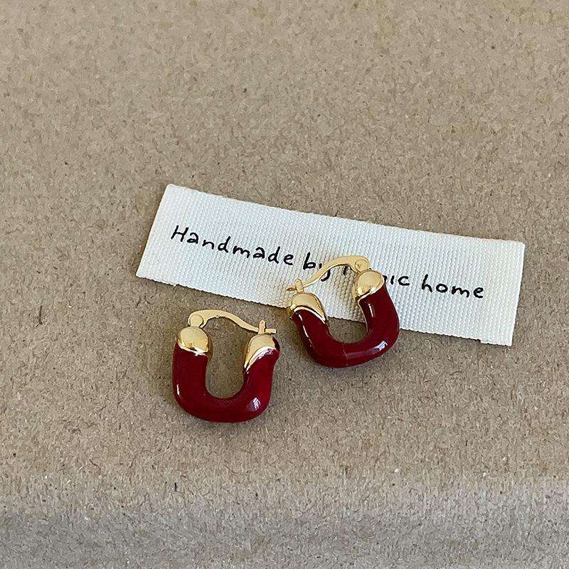 

Серьги-капли из металла Premium Sense Red Oil Drop с пряжкой для ушей для женщин, осенне-зимние, простые, легкие, роскошные, модные, темпераментные, универсальные