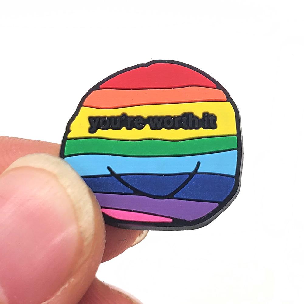 Letter Phrase Series Cartoon Clog Shoe Decorations: Cute PVC Flowers & Buckles