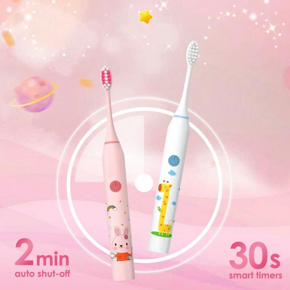 Cartoon Children Electric Toothbrush Cartoon Kids With Replacement Head Ultrasonic IPX7 Waterproof Rechargeable Sonic Toothbrush