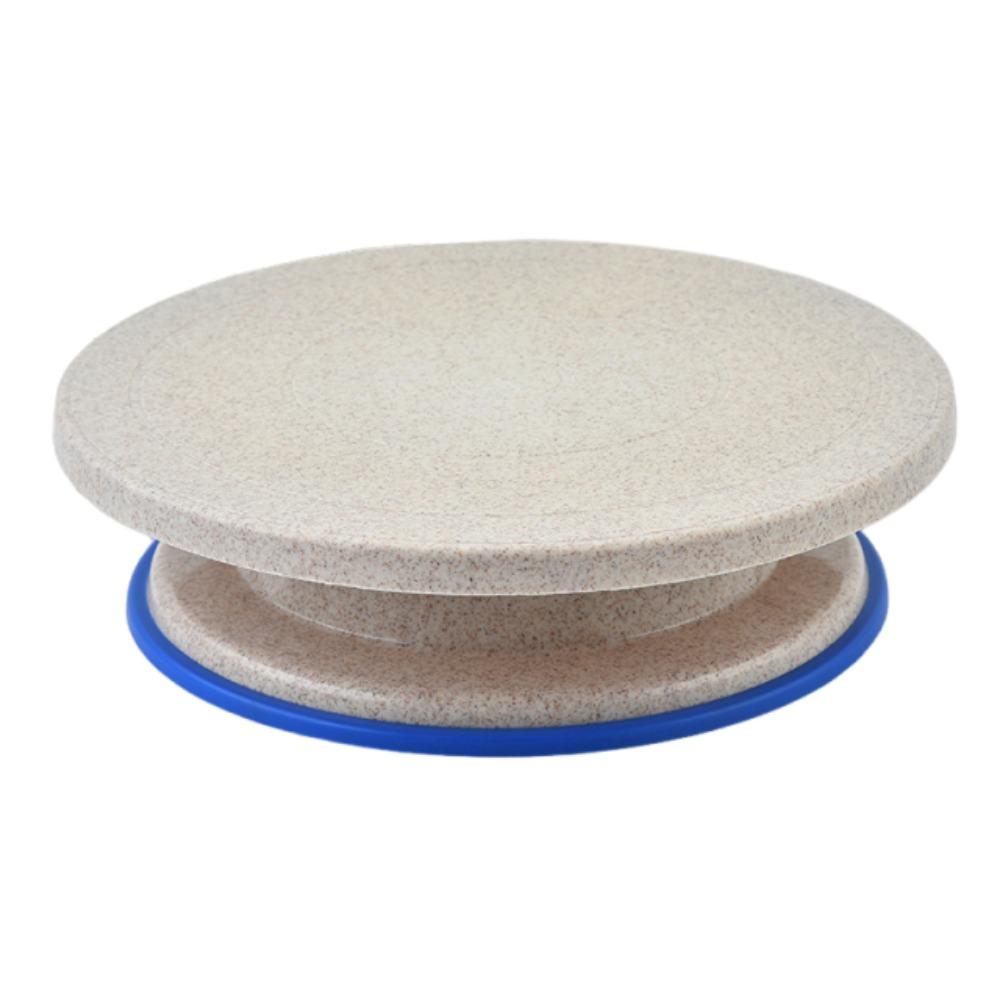 Round Cake Turntable Stand Plastic Cake Decorating Holder Revolving Dessert Stand  Kitchen Wheat Straw Beige