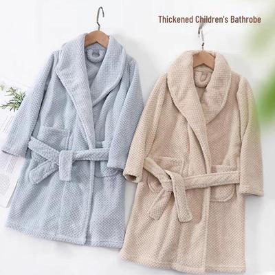Kids' Pineapple Plaid Bathrobe - Long, Wearable Coral Fleece for Girls and Boys