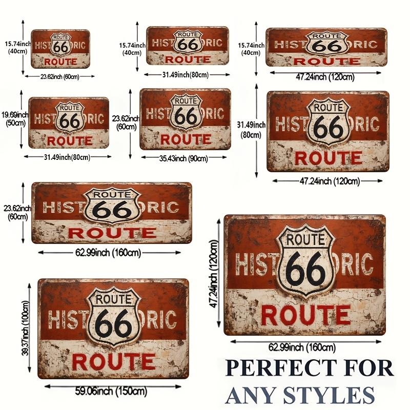 Rustic Route 66 Vintage Americana Doormat Outdoor Porch Mat Polyester Entryway Rug Retro Travel Home Decor Accent
